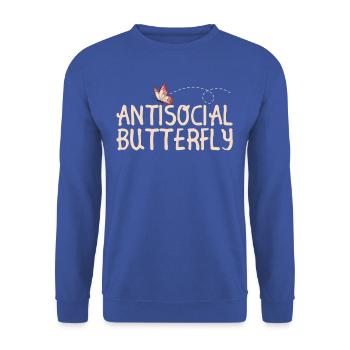 AntisocialFunny Antisocial Butterfly shirt - Unisex Sweatshirt - royal blue - Front - Alina (178cm) & Michal (187cm)