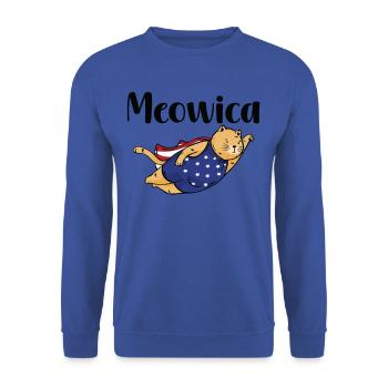 T-shirt patriotique Meowica Cat - Sweat-shirt Unisexe - bleu royal - Devant - Alina (178cm) & Michal (187cm)