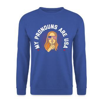 MePatriotic USA pronoun t-shirt - Unisex Sweatshirt - royal blue - Front - Alina (178cm) & Michal (187cm)