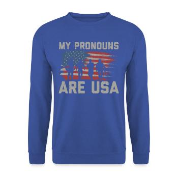 MePatriotic USA pronoun t-shirt - Unisex Sweatshirt - royal blue - Front - Alina (178cm) & Michal (187cm)
