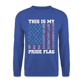 DiAmerican Pride Flag-t-shirt - Unisex Pullover - Royalblau - Vorne - Alina (178cm) & Michal (187cm)