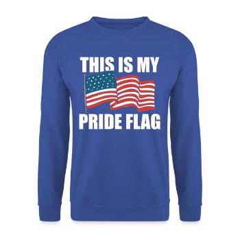 DiAmerican Pride Flag-t-shirt - Unisex Pullover - Royalblau - Vorne - Alina (178cm) & Michal (187cm)