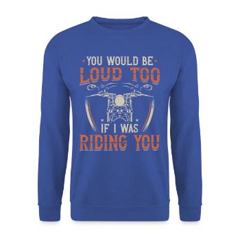 Freches Motorrad-t-shirt - Unisex Pullover - Royalblau - Vorne - Alina (178cm) & Michal (187cm)