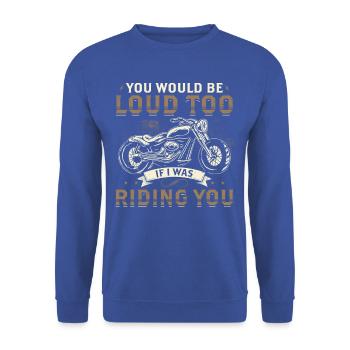 Freches Motorrad-t-shirt - Unisex Pullover - Royalblau - Vorne - Alina (178cm) & Michal (187cm)
