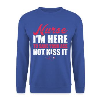 T-shirt "nurse Save Your Ass Not Kiss It" - Unisex Sweatshirt - royal blue - Front - Alina (178cm) & Michal (187cm)