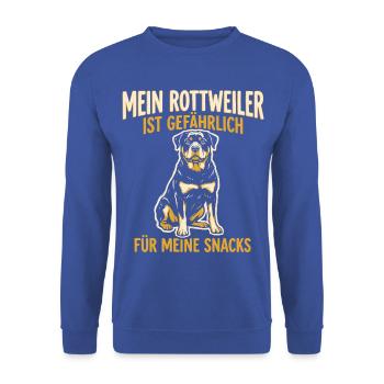 Mein Rottweiler ist gefährlich für meine Snacks - Unisex Pullover - Royalblau - Vorne - Alina (178cm) & Michal (187cm)