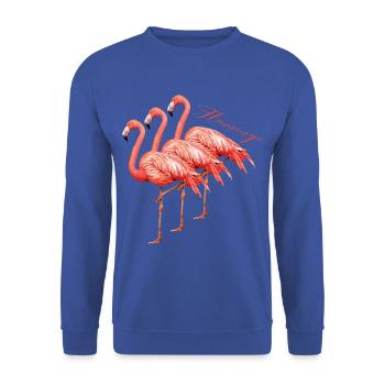 Flamingo flamants roses oiseaux d’eau - Sweat-shirt Unisexe - bleu royal - Devant - Alina (178cm) & Michal (187cm)