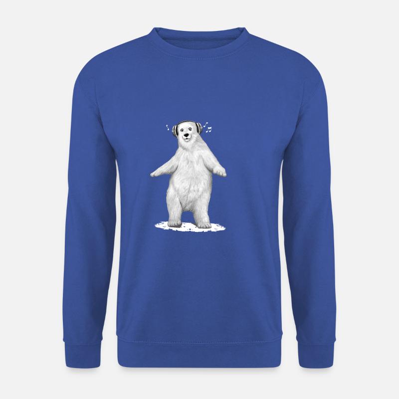 Eisbär, der mit Comic-Helmen tanzt - Unisex Pullover - Royalblau
