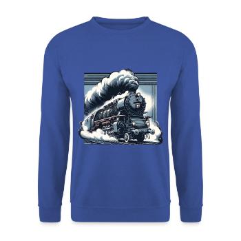 The Power of Steam - Graphic of a Steam Locomotive - Unisex Sweatshirt - royal blue - Front - Alina (178cm) & Michal (187cm)