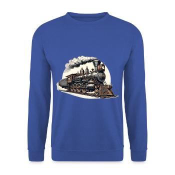 Western Steam Locomotive Steam Locomotive Graphic - Unisex Sweatshirt - royal blue - Front - Alina (178cm) & Michal (187cm)
