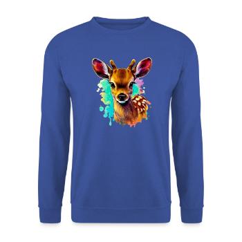 Rehbraun - Unisex Pullover - Royalblau - Vorne - Alina (178cm) & Michal (187cm)