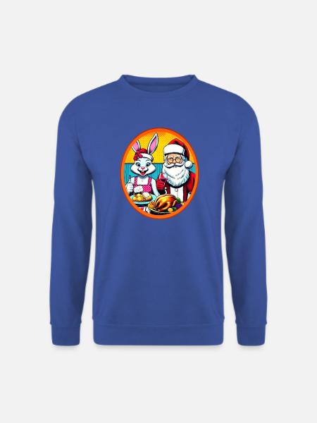 Weihnachten - Osterhase und Weihnachtsmann - Unisex Pullover - Royalblau