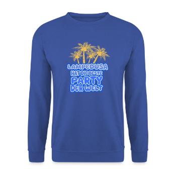 Geschenk für Lampedusa - Unisex Pullover - Royalblau - Vorne - Alina (178cm) & Michal (187cm)