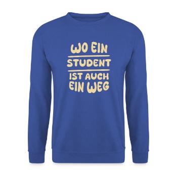 Student als Student - Unisex Pullover - Royalblau - Vorne - Alina (178cm) & Michal (187cm)