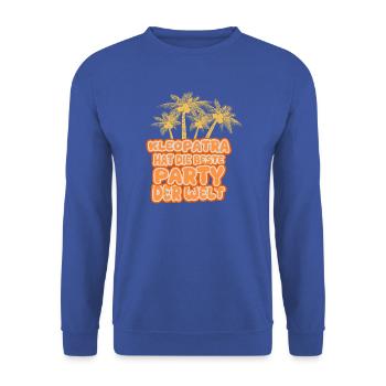 Geschenk für Kleopatra - Unisex Pullover - Royalblau - Vorne - Alina (178cm) & Michal (187cm)