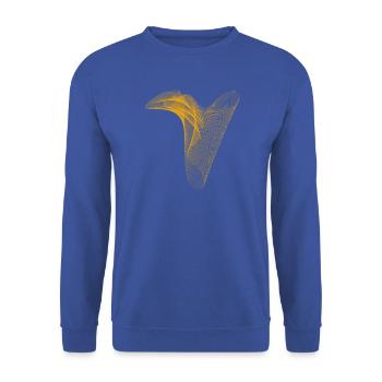 Abstrakte Orange Sinewave - Unisex Pullover - Royalblau - Vorne - Alina (178cm) & Michal (187cm)