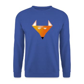 Geometrischer Fuchskopf Print - Unisex Pullover - Royalblau - Vorne - Alina (178cm) & Michal (187cm)