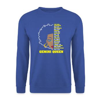 Sternzeichen Zwilling - Unisex Pullover - Royalblau - Vorne - Alina (178cm) & Michal (187cm)