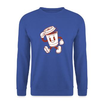 Kaffee Becher Retro Mascot To Go Lustig Cartoon - Unisex Pullover - Royalblau - Vorne - Alina (178cm) & Michal (187cm)