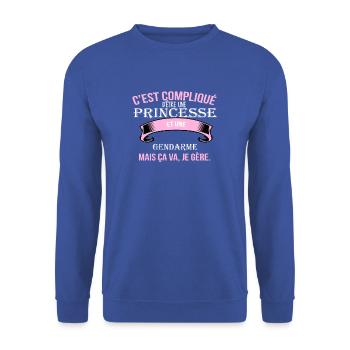 Gendarme - Sweat-shirt Unisexe - bleu royal - Devant - Alina (178cm) & Michal (187cm)
