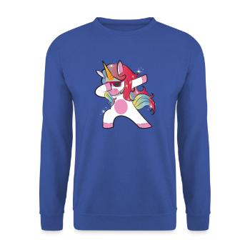 Dabbing Licorne T-Shirt Unicorn Dab cadeau - Sweat-shirt Unisexe - bleu royal - Devant - Alina (178cm) & Michal (187cm)