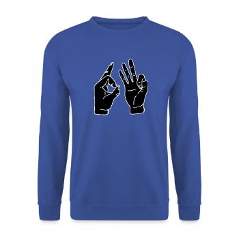 Hand / Sign / 63 - Gift - Unisex Sweatshirt - royal blue - Front - Alina (178cm) & Michal (187cm)