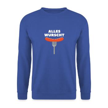 ALLES WURST - Unisex Pullover - Royalblau - Vorne - Alina (178cm) & Michal (187cm)