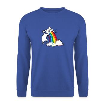 Regenbogenkotze Katze - Unisex Pullover - Royalblau - Vorne - Alina (178cm) & Michal (187cm)