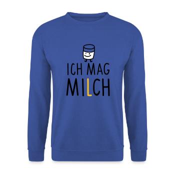 Ich mag Milch (b) - Unisex Pullover - Royalblau - Vorne - Alina (178cm) & Michal (187cm)
