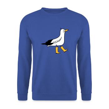 Funny seagull with rubber boots - Unisex Sweatshirt - royal blue - Front - Alina (178cm) & Michal (187cm)