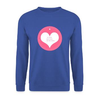 Liebe - Unisex Pullover - Royalblau - Vorne - Alina (178cm) & Michal (187cm)