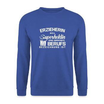 Erzieherin - Unisex Pullover - Royalblau - Vorne - Alina (178cm) & Michal (187cm)