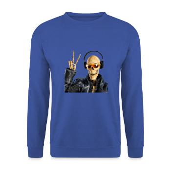 Sensenmann liebt coole Musik - Unisex Pullover - Royalblau - Vorne - Alina (178cm) & Michal (187cm)