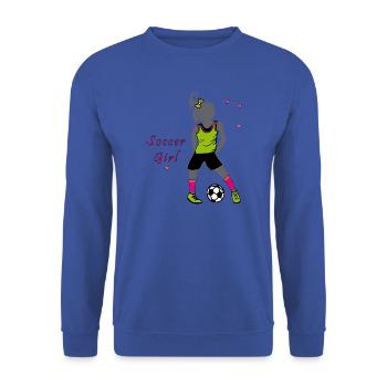 Soccer Girl, Fußball - Unisex Pullover - Royalblau - Vorne - Alina (178cm) & Michal (187cm)