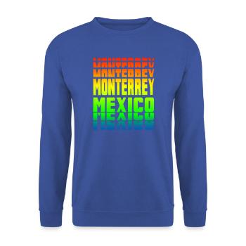 Monterrey Mexiko Regenbogen Design - Unisex Pullover - Royalblau - Vorne - Alina (178cm) & Michal (187cm)