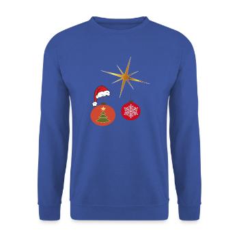 Weihnachtsstern und Weihnachtskugel - Unisex Pullover - Royalblau - Vorne - Alina (178cm) & Michal (187cm)