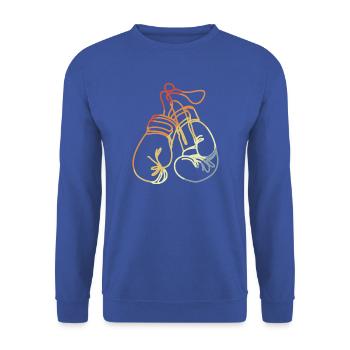 Boxhandschuhe Retro Style - Unisex Pullover - Royalblau - Vorne - Alina (178cm) & Michal (187cm)