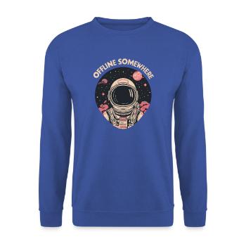 Astronaut im All – Offline Somewhere - Unisex Pullover - Royalblau - Vorne - Alina (178cm) & Michal (187cm)