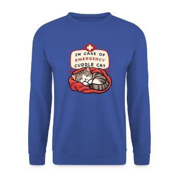 Notfall-Kuschelkatze - Unisex Pullover - Royalblau - Vorne - Alina (178cm) & Michal (187cm)