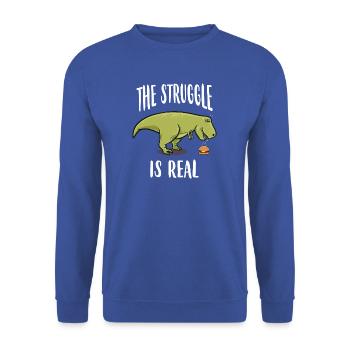 Dinosaurier Burger lustig T-Rex Geschenk Geburt - Unisex Sweatshirt - royal blue - Front - Alina (178cm) & Michal (187cm)