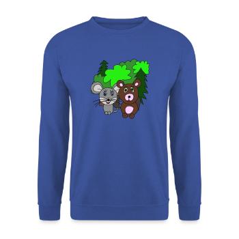 Mouse and bear in the forest. Friends. gift - Unisex Sweatshirt - royal blue - Front - Alina (178cm) & Michal (187cm)