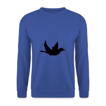 Vogel Friedenstaube Schwarz Nacht Feder Flügel - Unisex Pullover - Royalblau - Vorne - Alina (178cm) & Michal (187cm)