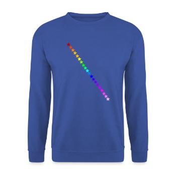 Sterne Regenbogen Geschenkidee bunt Farben - Unisex Pullover - Royalblau - Vorne - Alina (178cm) & Michal (187cm)
