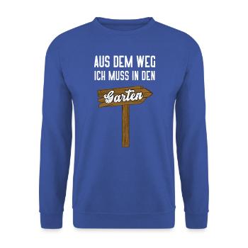Gartenschild Gärtner Hobbygärtner Garten Arbeit - Unisex Pullover - Royalblau - Vorne - Alina (178cm) & Michal (187cm)