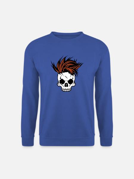 Totenkopf-Punk-Frisur 1511 - Unisex Pullover - Royalblau