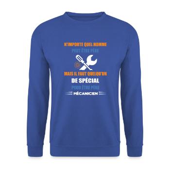 N'importe quel homme peut être père mécanicien - Sweat-shirt Unisexe - bleu royal - Devant - Alina (178cm) & Michal (187cm)