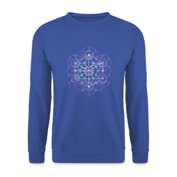 Blume des Lebens - free Metatronwürfel - Unisex Pullover - Royalblau - Vorne - Alina (178cm) & Michal (187cm)