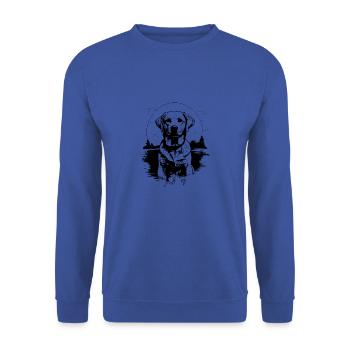 Canine Chic: Stylish - Unisex Pullover - Royalblau - Vorne - Alina (178cm) & Michal (187cm)