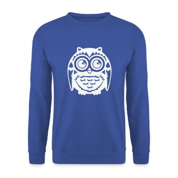Eule - Unisex Pullover - Royalblau - Vorne - Alina (178cm) & Michal (187cm)