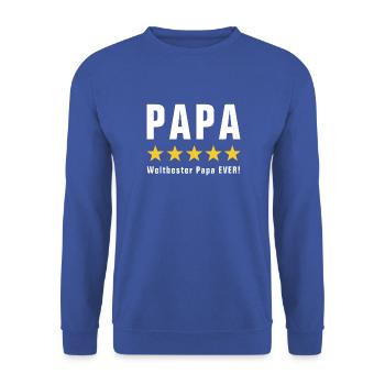 WELTBESTER PAPA EVER - FÜNF STERNE BEWERTUNG - Unisex Pullover - Royalblau - Vorne - Alina (178cm) & Michal (187cm)